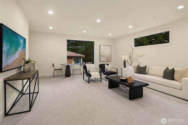11618 NE 111th St, Kirkland, WA 98033 - living area with carpet, recessed lighting, and plenty of natural light