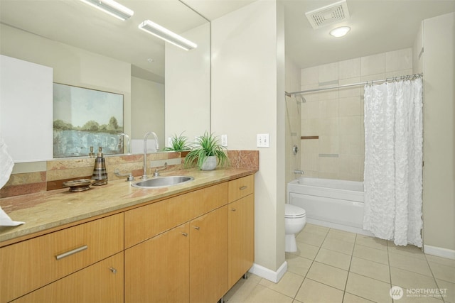 17 W Mercer St Unit 212, Seattle, WA 98119 - bathroom with tile patterned flooring, vanity, and shower / bath combination with curtain