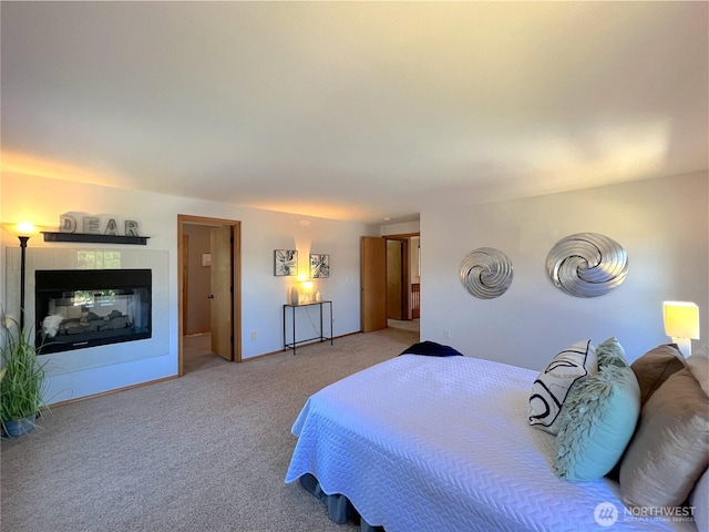 26504 126th Pl SE, Kent, WA 98030 - carpeted bedroom with a tiled fireplace and baseboards