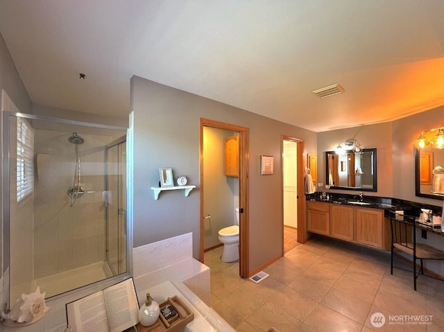26504 126th Pl SE, Kent, WA 98030 - bathroom with a stall shower, vanity, tile patterned flooring, and a garden tub
