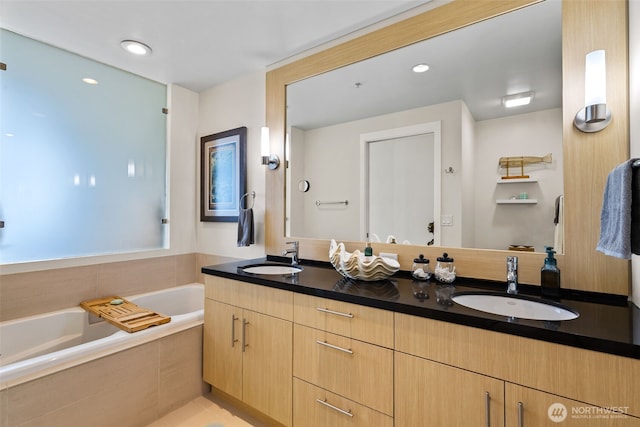 2721 1st Ave Unit 1101, Seattle, WA 98121 - bathroom featuring double vanity and a bath