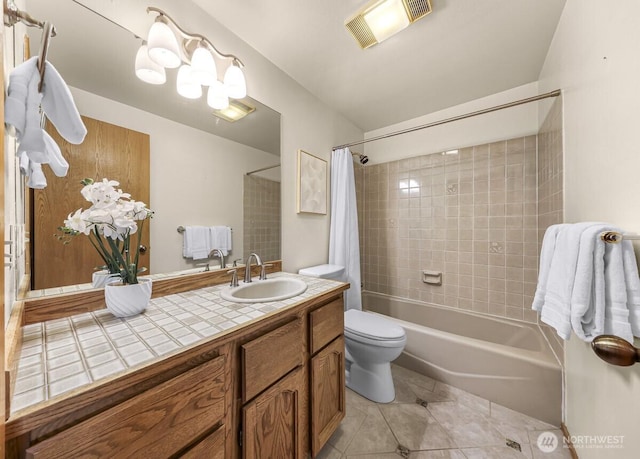 9727 NE Juanita Dr Unit 308, Kirkland, WA 98034 - full bath featuring vanity, shower / bathtub combination with curtain, and tile patterned floors