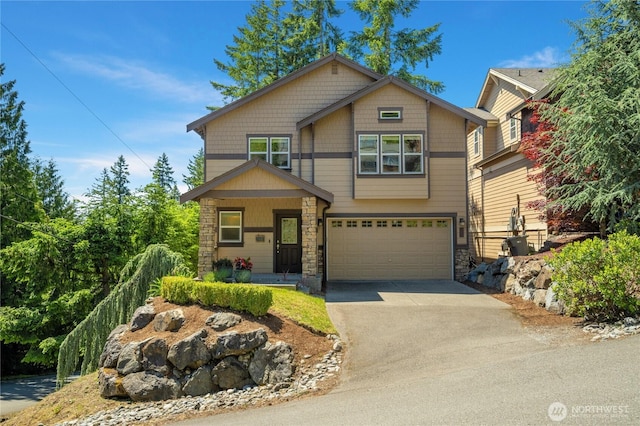 1501 209th Ave NE, Sammamish, WA 98074 - craftsman-style home with stone siding, a garage, and concrete driveway