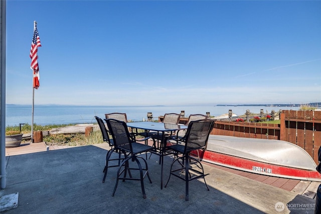 4421 Sucia Dr, Ferndale, WA 98248 - view of patio featuring a water view and outdoor dining space