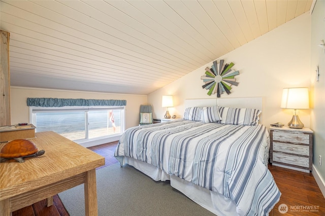 4421 Sucia Dr, Ferndale, WA 98248 - bedroom with vaulted ceiling, wood ceiling, and wood finished floors