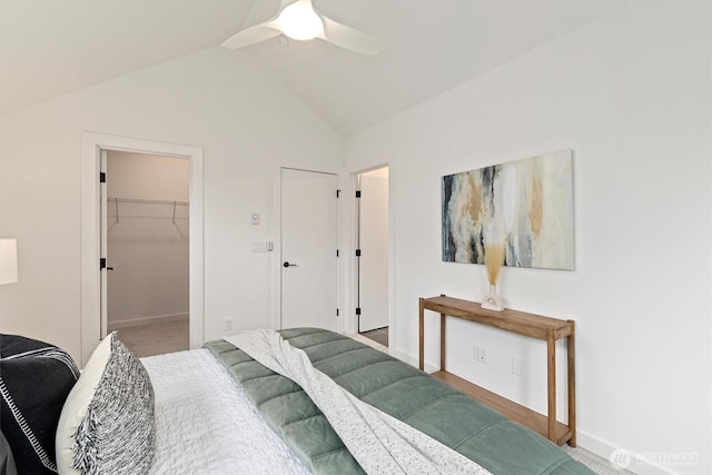 1323 N 185th St Unit A, Shoreline, WA 98133 - bedroom with lofted ceiling, a ceiling fan, and a spacious closet