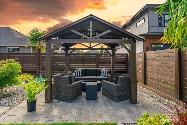 1118 26th St NW, Puyallup, WA 98373 - fenced backyard with a gazebo, an outdoor hangout area, and a patio