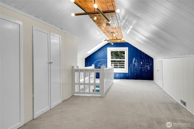 2456 4th Ave W, Seattle, WA 98119 - additional living space featuring carpet flooring, vaulted ceiling, and wooden ceiling