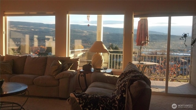 1601 Maiden Ln Unit B104, Wenatchee, WA 98801 - living area featuring carpet flooring and a mountain view