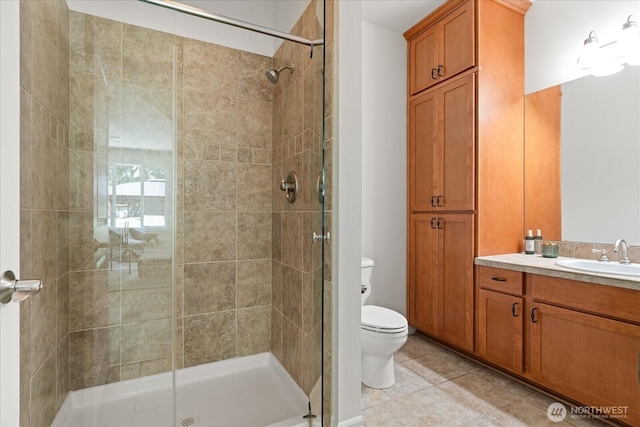 19735 183rd Way SE, Renton, WA 98058 - bathroom with a shower stall, vanity, and tile patterned floors