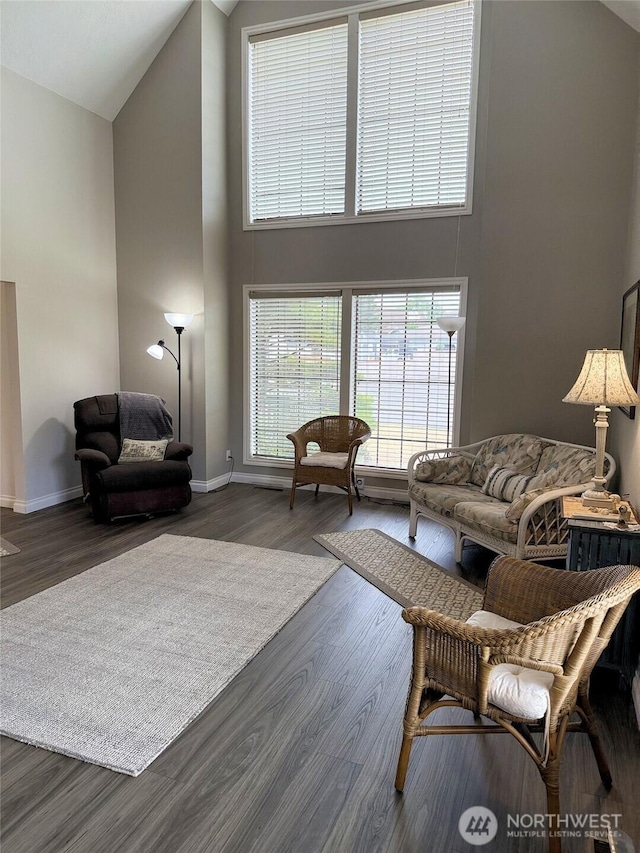 598 Blue Wing Loop SE, Ocean Shores, WA 98569 - living room featuring high vaulted ceiling and wood finished floors