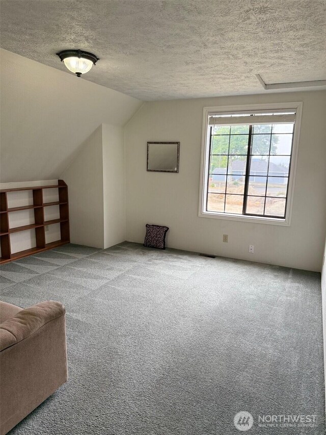 598 Blue Wing Loop SE, Ocean Shores, WA 98569 - additional living space with carpet flooring, a textured ceiling, and vaulted ceiling