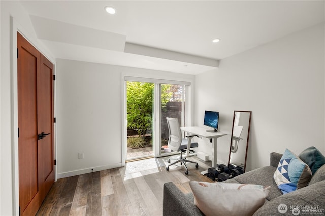 917 NW 51st St Unit D, Seattle, WA 98107 - office featuring wood finished floors and recessed lighting