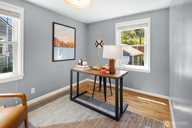 3033 48th Ave SW, Seattle, WA 98116 - office area featuring wood finished floors and baseboards