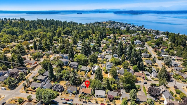 3033 48th Ave SW, Seattle, WA 98116 - aerial perspective of suburban area featuring a water and mountain view