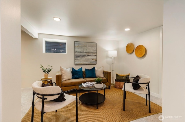 5310 46th Ave S, Seattle, WA 98118 - living room featuring carpet floors and recessed lighting