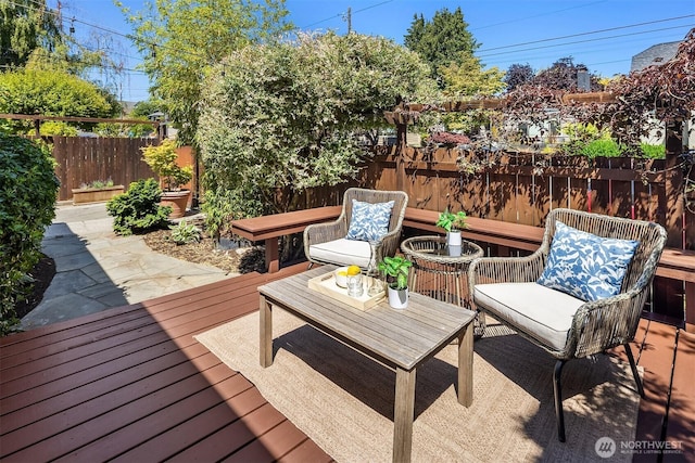 5817 28th Ave NW, Seattle, WA 98107 - wooden terrace featuring a fenced backyard