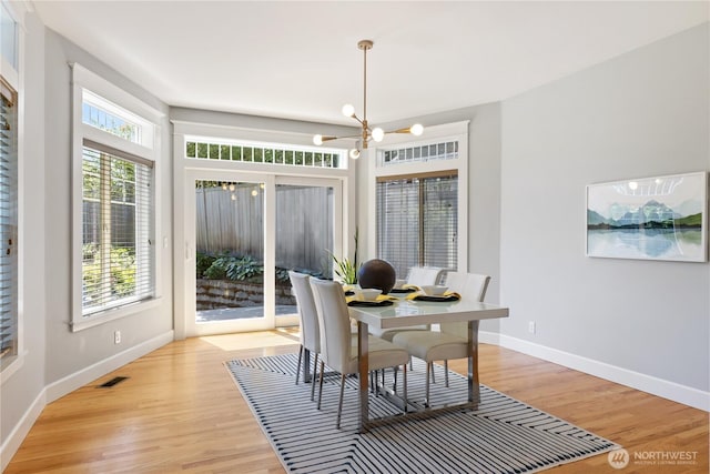 3055 49th Ave SW, Seattle, WA 98116 - dining room featuring a chandelier and light wood finished floors