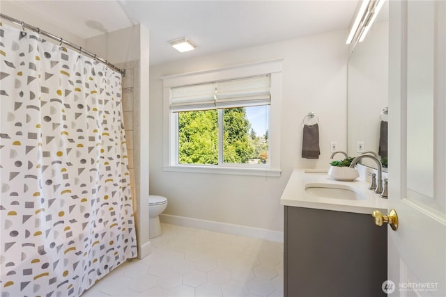 3055 49th Ave SW, Seattle, WA 98116 - bathroom with double vanity, tile patterned flooring, and a shower with shower curtain