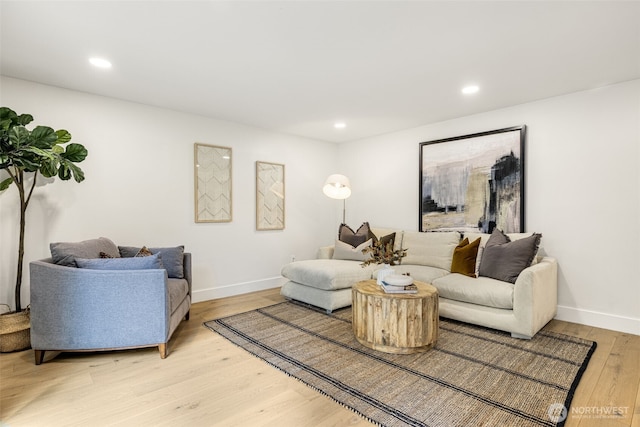 14821 117th Pl NE, Kirkland, WA 98034 - living room featuring light wood-type flooring and recessed lighting