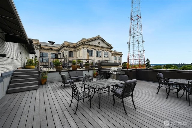 201 Galer St Unit 362, Seattle, WA 98109 - wooden terrace with outdoor dining space and an outdoor living space