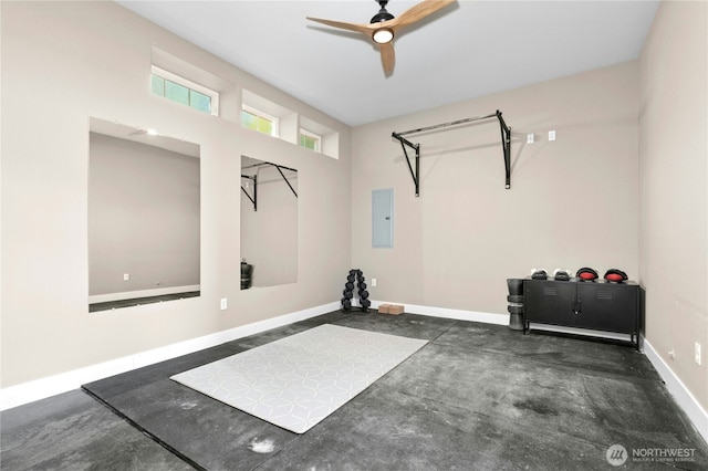 3844 Long Lake Loop SE, Olympia, WA 98503 - exercise area with electric panel and ceiling fan