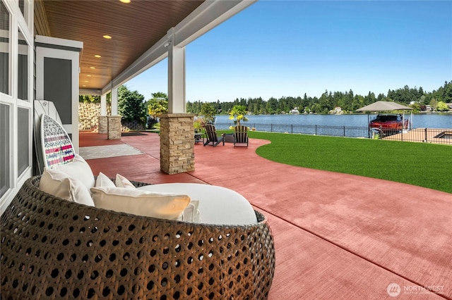 3844 Long Lake Loop SE, Olympia, WA 98503 - view of patio with a water view