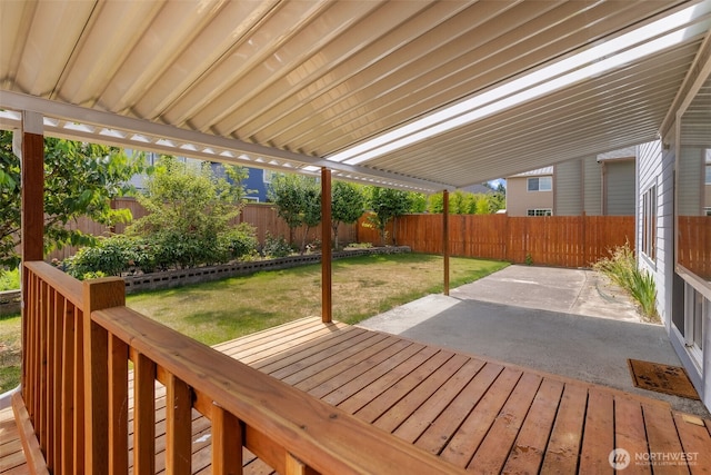 10873 SE 214th Pl, Kent, WA 98031 - wooden terrace with a fenced backyard and a patio area