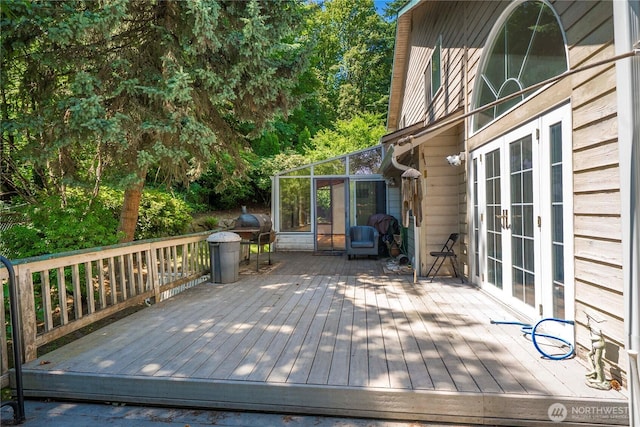 8113 S 121st St, Seattle, WA 98178 - wooden terrace featuring french doors and a grill