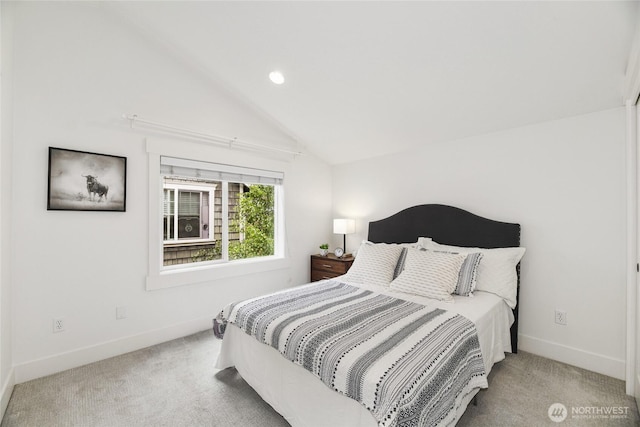 9217 Roosevelt Way NE Unit B, Seattle, WA 98115 - bedroom featuring vaulted ceiling, carpet, and recessed lighting
