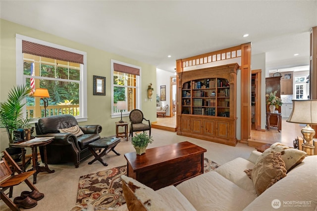 19808 Yew Way, Snohomish, WA 98296 - living room featuring light colored carpet and recessed lighting
