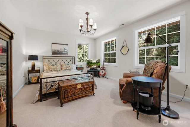 19808 Yew Way, Snohomish, WA 98296 - carpeted bedroom featuring a chandelier and baseboards