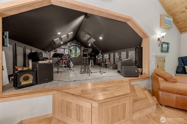 19808 Yew Way, Snohomish, WA 98296 - living room with vaulted ceiling, wood finished floors, and an office area