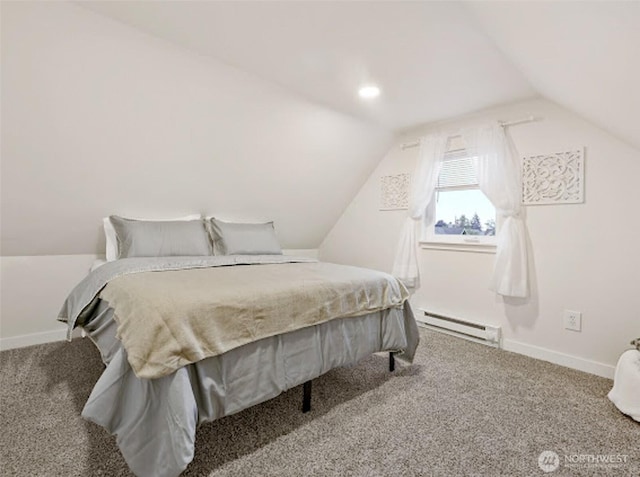 2118 S Sheridan Ave, Tacoma, WA 98405 - carpeted bedroom with a baseboard radiator and lofted ceiling