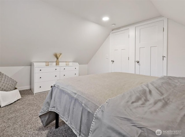 2118 S Sheridan Ave, Tacoma, WA 98405 - bedroom with lofted ceiling, carpet floors, and recessed lighting