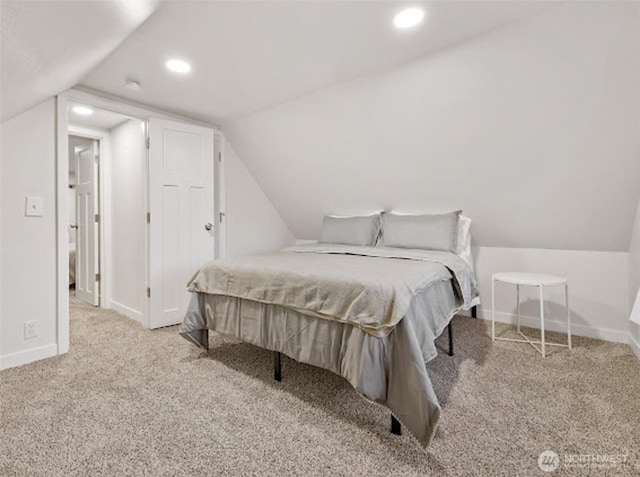 2118 S Sheridan Ave, Tacoma, WA 98405 - carpeted bedroom featuring lofted ceiling and recessed lighting