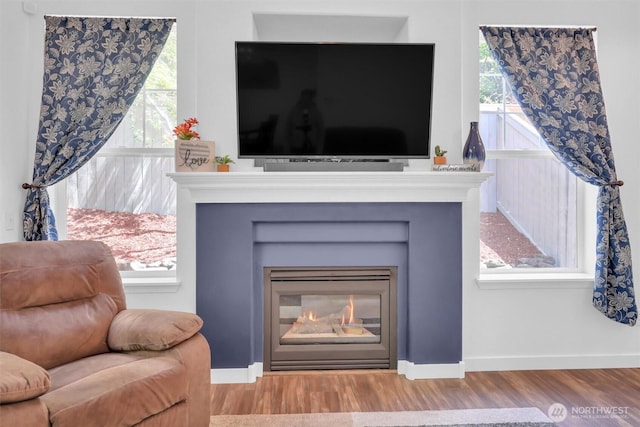 19168 110th Pl SE Unit 19168, Renton, WA 98055 - detailed view of a glass covered fireplace and wood finished floors