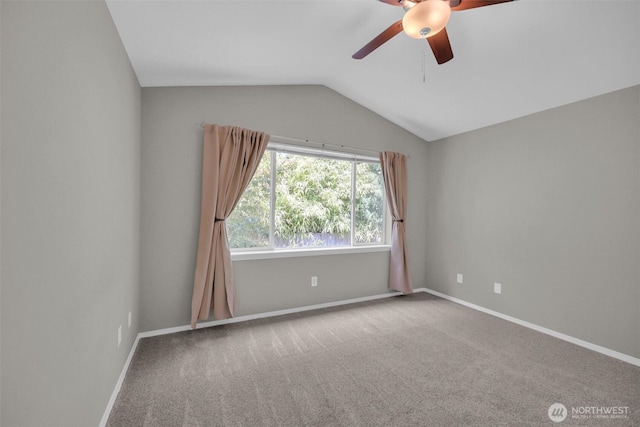 19168 110th Pl SE Unit 19168, Renton, WA 98055 - empty room with ceiling fan, lofted ceiling, and carpet flooring