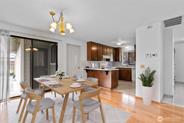 802 39th Pl, Bellingham, WA 98229 - dining room featuring a chandelier and light wood-type flooring