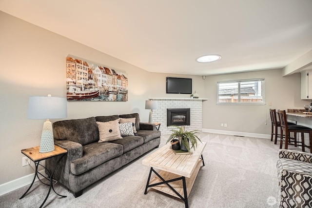 13601 SE 141st St, Renton, WA 98059 - living room with a brick fireplace and light colored carpet