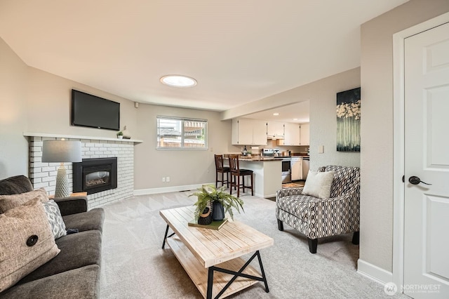 13601 SE 141st St, Renton, WA 98059 - living room with light carpet and a fireplace