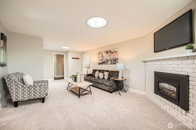 13601 SE 141st St, Renton, WA 98059 - carpeted living room featuring a fireplace and baseboards