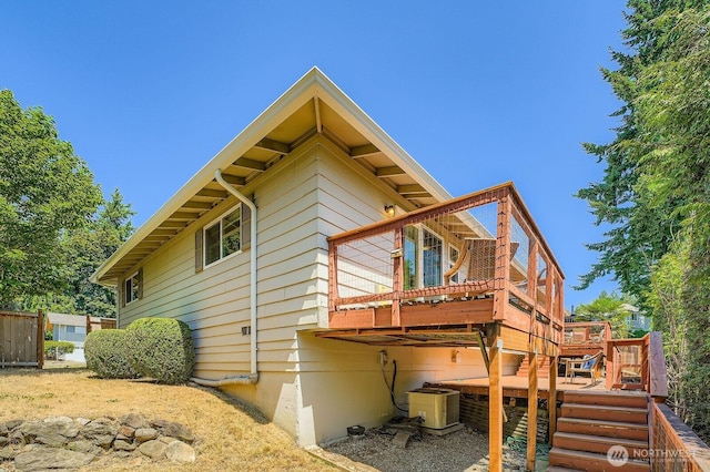 13601 SE 141st St, Renton, WA 98059 - rear view of property featuring a wooden deck and stairway