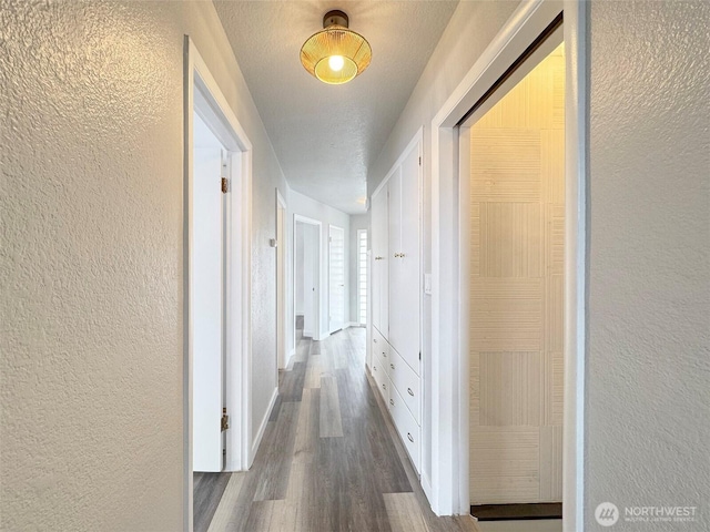 101 E Whidby Ave, Port Angeles, WA 98362 - hall with a textured wall and dark wood-style flooring