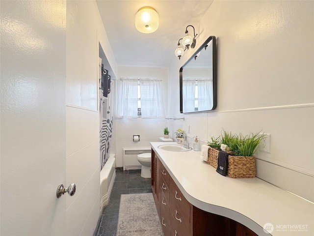 101 E Whidby Ave, Port Angeles, WA 98362 - full bath with vanity, tile patterned floors, and shower / bath combo with shower curtain