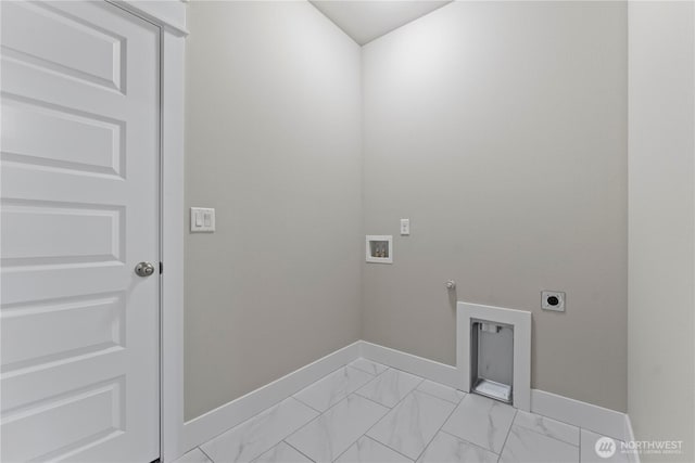 1517 7th Ave NE, Quincy, WA 98848 - laundry area with electric dryer hookup, washer hookup, light marble finish floors, and gas dryer hookup