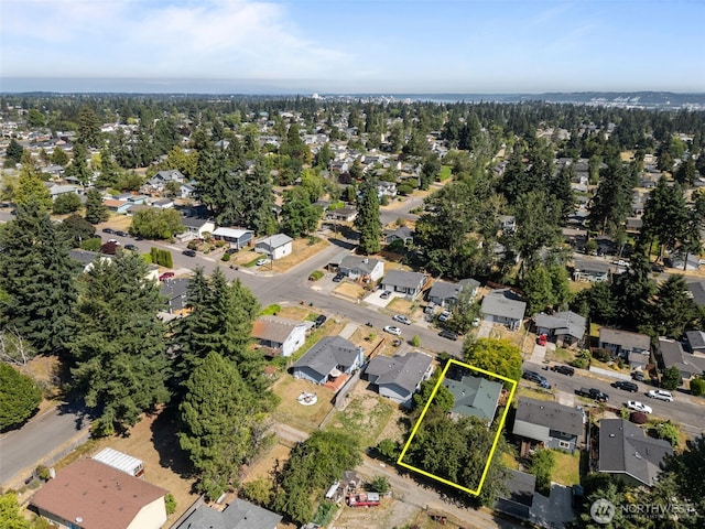 1214 E 61st St, Tacoma, WA 98404 - aerial view of residential area featuring property parcel outlined