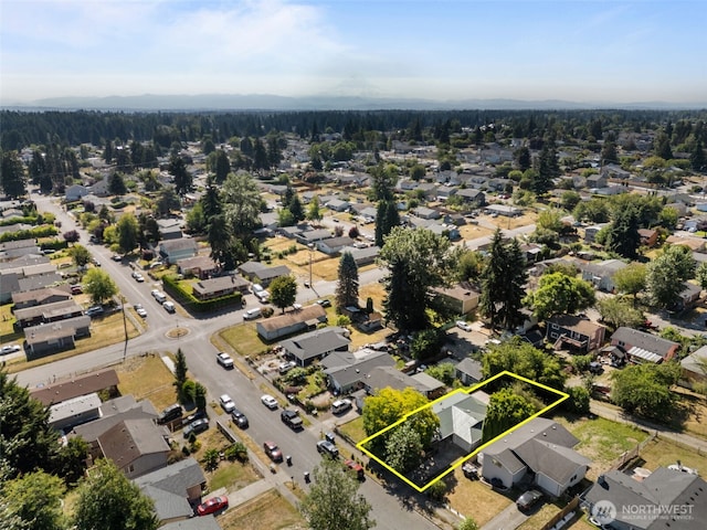 1214 E 61st St, Tacoma, WA 98404 - aerial view of residential area with property boundaries highlighted