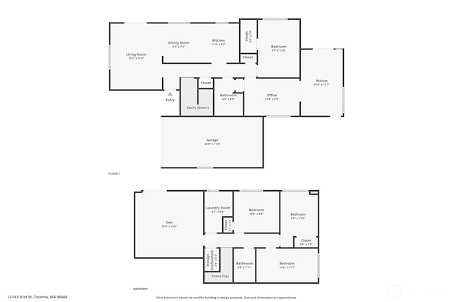 1214 E 61st St, Tacoma, WA 98404 - view of home floor plan