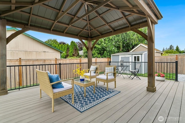 2016 3rd Ct SE, Auburn, WA 98002 - deck featuring a fenced backyard, a storage shed, and a gazebo